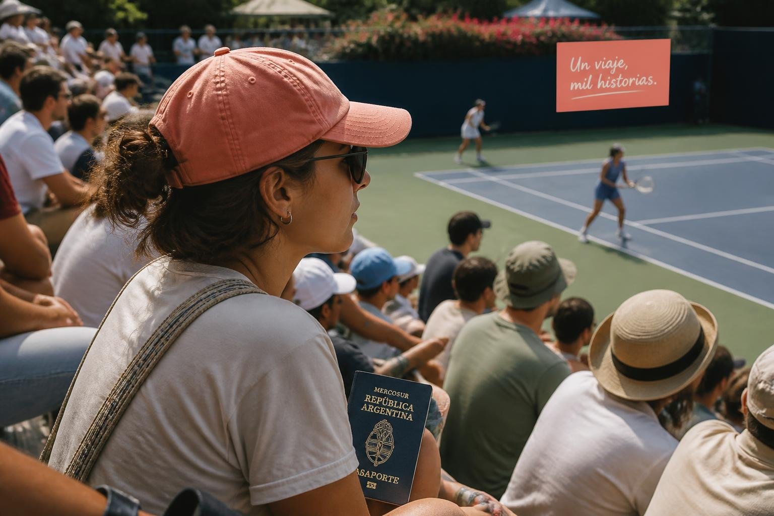 Público siguiendo un partido de tenis en una cancha exterior del US Open durante un día soleado